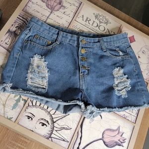 Super Cute High Waisted Distressed Jean Shorts